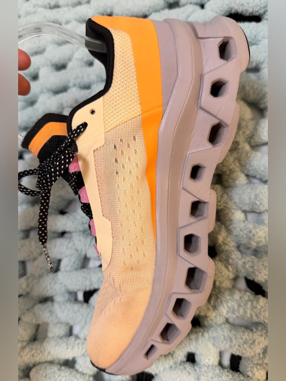 On Cloudmonster Running Shoes in Lt Orange & Bright Orange Trim Women’s Sz 7 - Picture 12 of 17